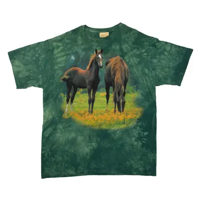 THE MOUNTAIN Horses Mens Tie Dye T-Shirt Green XL