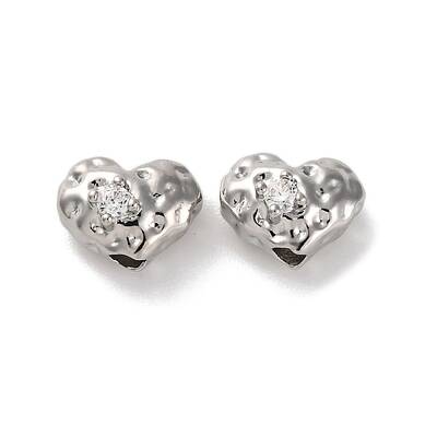 Brass Micro Pave Clear Cubic Zirconia Beads