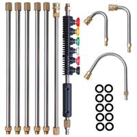 Pressure Washer Extension Wand, 10 Pack Power Washer Lance with 5 Atomization Nozzle Tips,1 Gutter Cleaner Attachment Curved ...