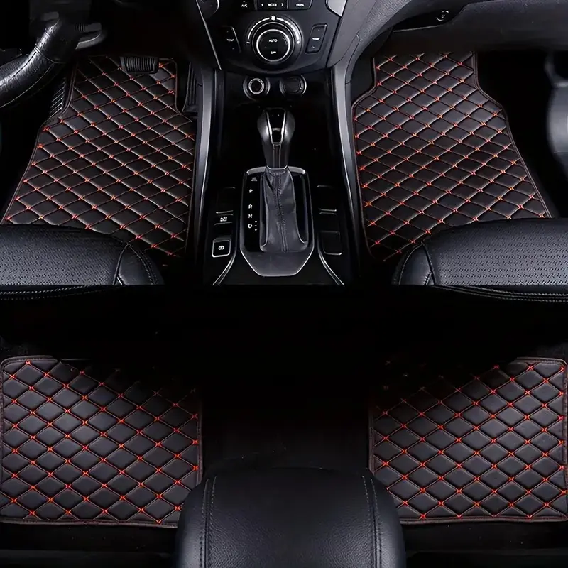 Universal Car Front & Rear Floor Mat for Summer Gift, Rhombus Pattern Design Waterproof & Dust-proof Car Floor Mat, Anti-slip...