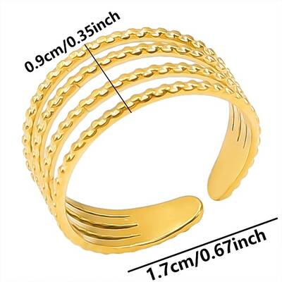 Geometric Minimalist Hollow 304 Stainless Steel Cuff Rings