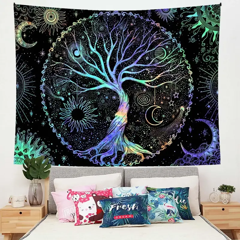 Tree Of Life Pattern Tapestry, Chill Room Accessories Wall Decorative Hanging Blanket for Room Decor, Wall Decor for Home Liv...
