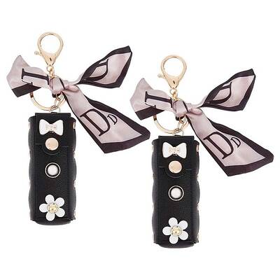 PU Leather Lipstick Storage Bag Pendant Keychain