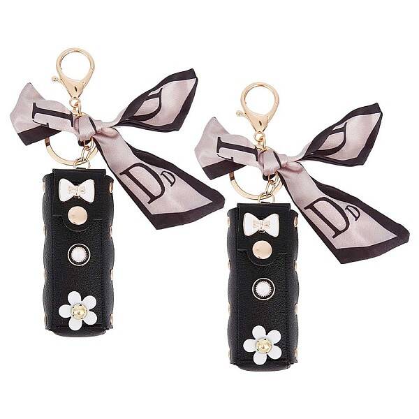 PU Leather Lipstick Storage Bag Pendant Keychain