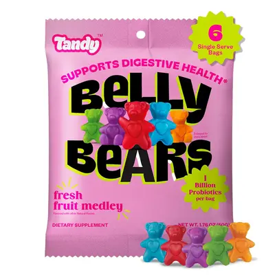 Tandy Belly Bears Fiber & Probiotic Gummies I Daily Digestive Health Gummies for Gut Health with Fresh Fruit Medley Flavor I ...