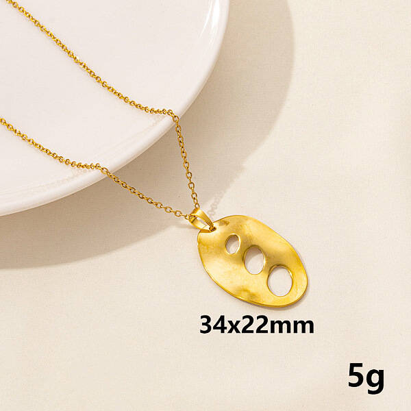 304 Stainless Steel Ovalt Pendant Necklaces