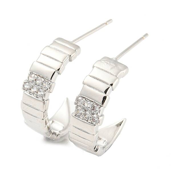Rack Plating Brass Cubic Zirconia Arch Stud Earrings