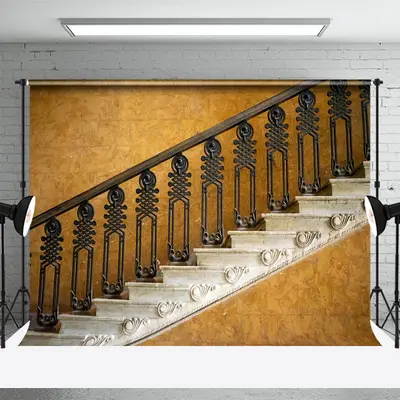 Retro Marble Texture Staircase Photography Backdrop - Aperturee