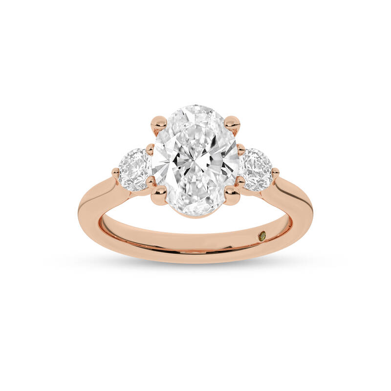 Aevum Classic Three Stone Oval Lab Grown Diamond Engagement Ring | 14K Rose Gold 3 1/2 CT. TW.