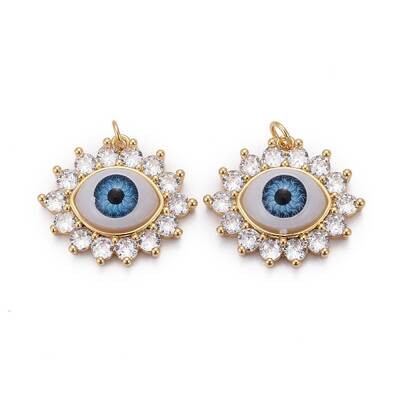 Brass Micro Pave Clear Cubic Zirconia Pendants