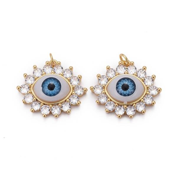 Brass Micro Pave Clear Cubic Zirconia Pendants