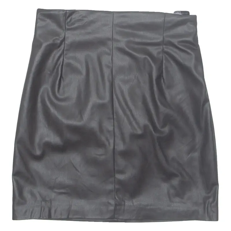 H&M Womens Straight Skirt Black Short Leather UK 10