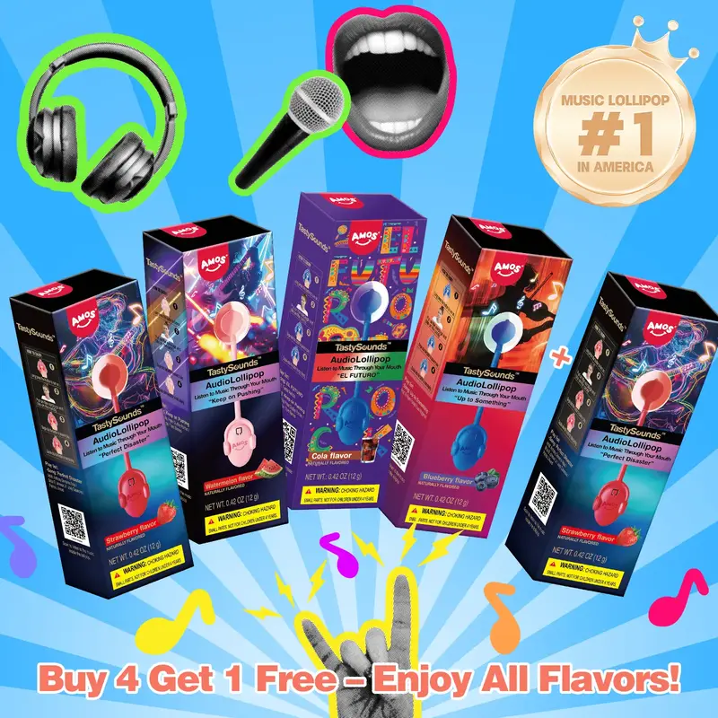 Amos TastySounds AudioLollipop - Music Lollipop with Advanced Bone Conduction Technology - Sugar-Free & Teeth-Friendly - Buy ...
