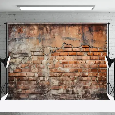 Aperturee Vintage Brick Wall Eroded Texture Patches Backdrop