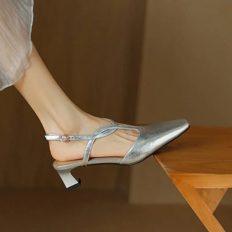 CHIKO Sarahi Square Toe Block Heels Slingback Shoes