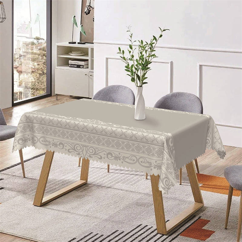 Grey White Regular Prints Grace Rectangle Tablecloth - Aperturee