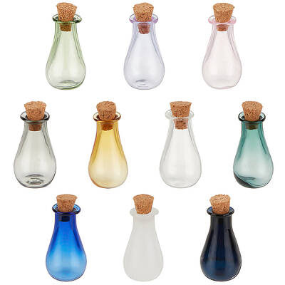 9pcs 9 colors Glass Cork Bottles Ornament