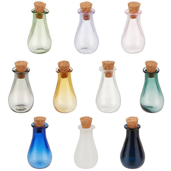 9pcs 9 colors Glass Cork Bottles Ornament