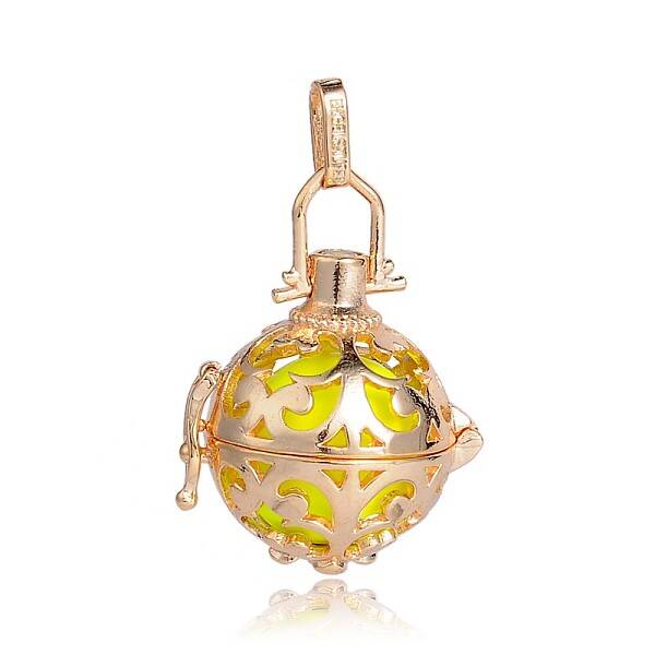 Golden Plated Brass Hollow Round Cage Pendants