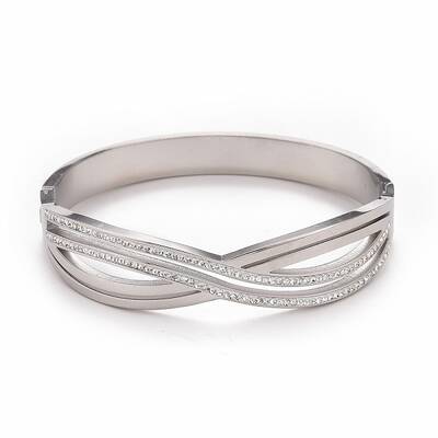 Crystal Rhinestone Infinity Hinged Bangle