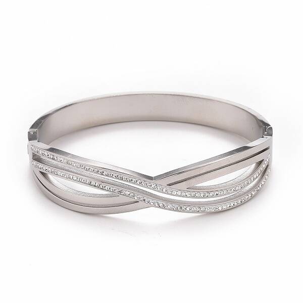 Crystal Rhinestone Infinity Hinged Bangle