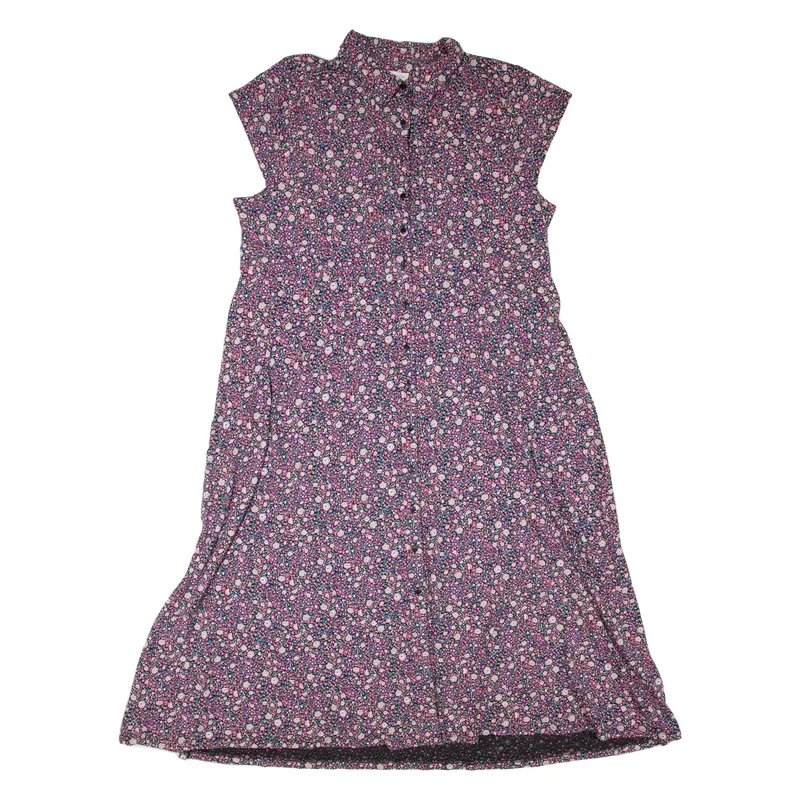 MONSOON Womens Day Dress Purple Floral Short Sleeve Midi XL