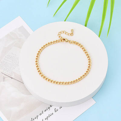 Brass Curb Chain Bracelets for Women
