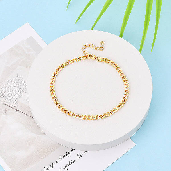 Brass Curb Chain Bracelets for Women