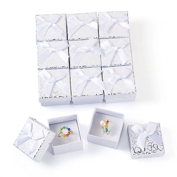 Bowknot Cardboard Paper Ring Gift Storage Boxes