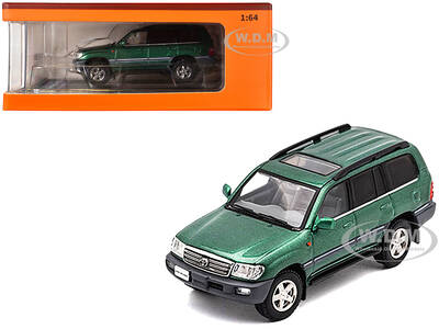 Toyota Land Cruiser 100 Green Metallic with Roof Rack 1/64 Diecast Model Car by GCD