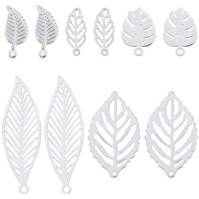 100Pcs 5 Styles 304 & 201 & 316 Surgical Stainless Steel Pendants