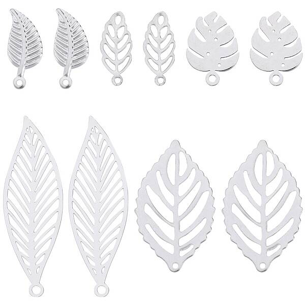 100Pcs 5 Styles 304 & 201 & 316 Surgical Stainless Steel Pendants
