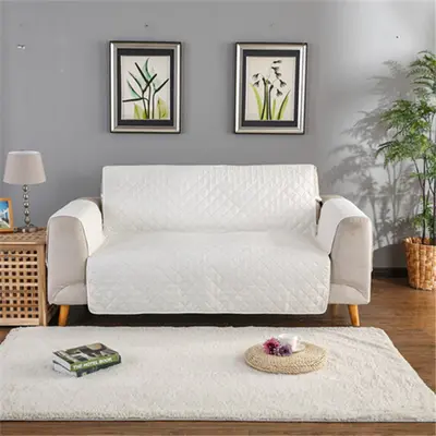 Sofa Reversible Slipcover Furniture Protector | Size: 195x55cm | Color: White