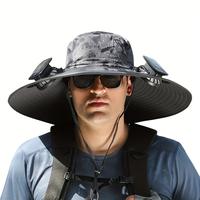 Solar fan outdoor fishing hat,sun hat with fan,solar powered fan hat,outdoor wide brim sun hat,men and women 2 pack solar pow...