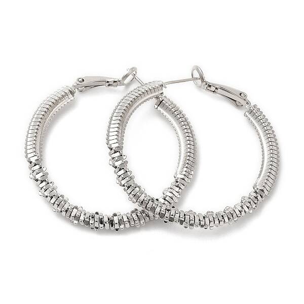 Rack Plating Brass Beaded Hoop Earrings for Women