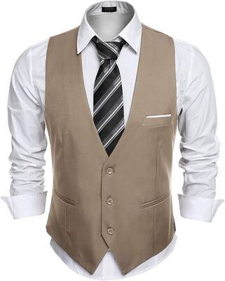 Slim Fit Jacket Vest (US Only), Light Khaki / M