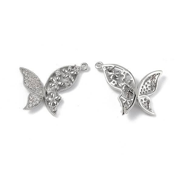 Brass Micro Pave Clear Cubic Zirconia Pendants