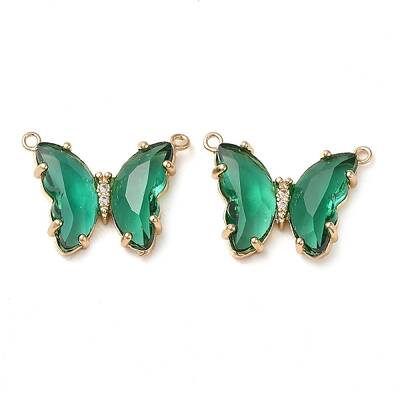Brass Pave Faceted Glass Connector Charms