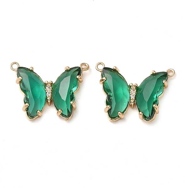 Brass Pave Faceted Glass Connector Charms