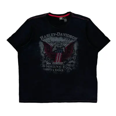 Harley Davidson Graphic T-Shirt - 3XL Black Cotton