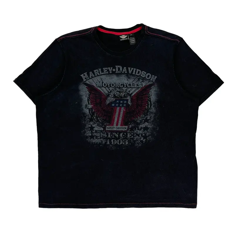 Harley Davidson Graphic T-Shirt - 3XL Black Cotton