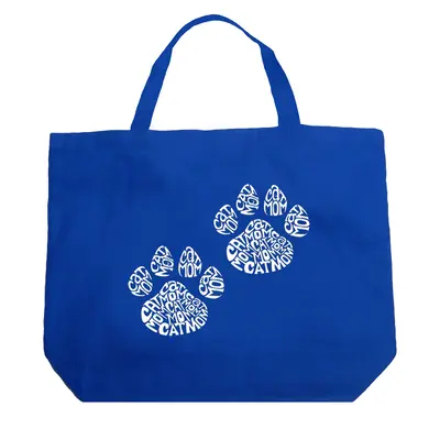 Cat Mom - Large Word Art Tote Bag - Large - Black