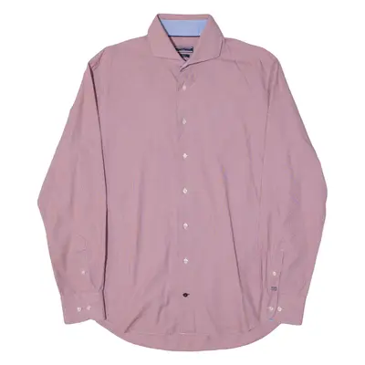 TOMMY HILFIGER Tailored Fitted Mens Plain Shirt Red Long Sleeve L