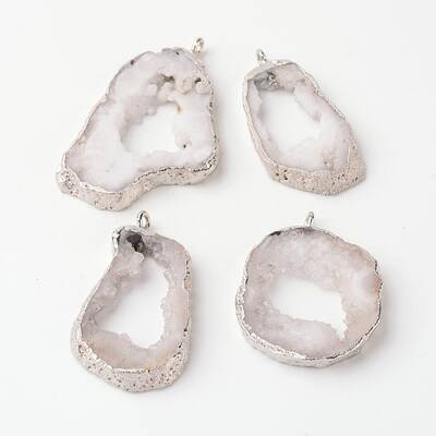 Natural Geode Agate Druzy Slice Pendants
