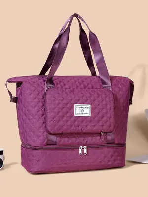 2025 New Trendy Letter Patch Large Capacity Travel Duffel Bag, Minimalist Zipper Fitness Bag for Men & Women, Fashion Sports ...