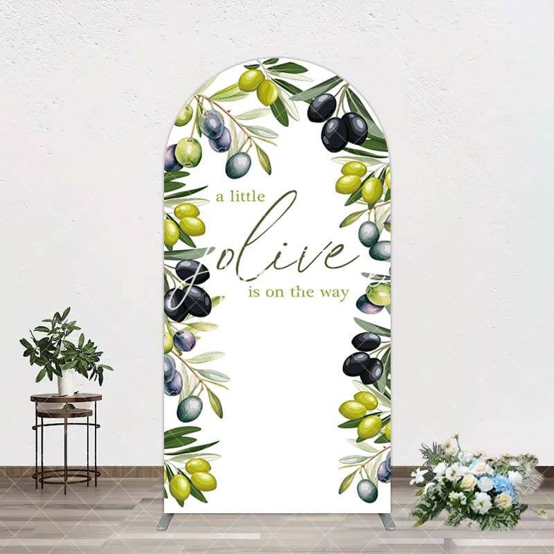 Aperturee Little Olive Is On The Way Baby Shower Arch Backdrop, 1.6X4FT(0.5X1.2M), 38.18 USD, arch backdrop kit, YMGD9M75-A