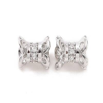 Brass Micro Pave Cubic Zirconia Spacer Beads