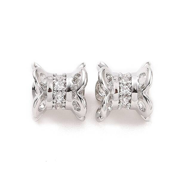 Brass Micro Pave Cubic Zirconia Spacer Beads