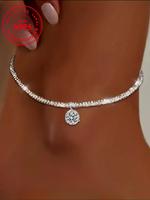 S925 Sterling Silver Women's Elegant Rhinestone Decor Anklet, Exquisite Trendy Anklet, Fashionable Jewelry for Women & Girls ...