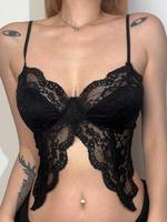 Women's Solid Asymmetrical Hem Sheer Cami Top, Breathable Chic Elegant Fashion Casual Spaghetti Strap Top for Outdoor Wear, G...